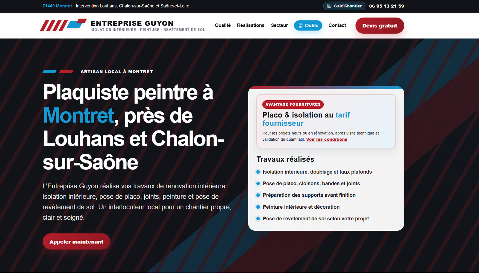 Aperçu du site Entreprise Guyon